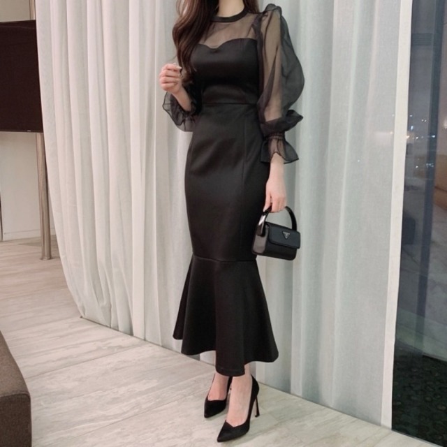 チュール シアー フィッシュテール ワンピース 232940