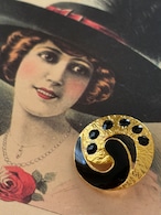 23mm Japanese ヴィンテージボタン ゴールド×ブラック 透かし ドット メタルボタン アクセサリーパーツ 装飾材