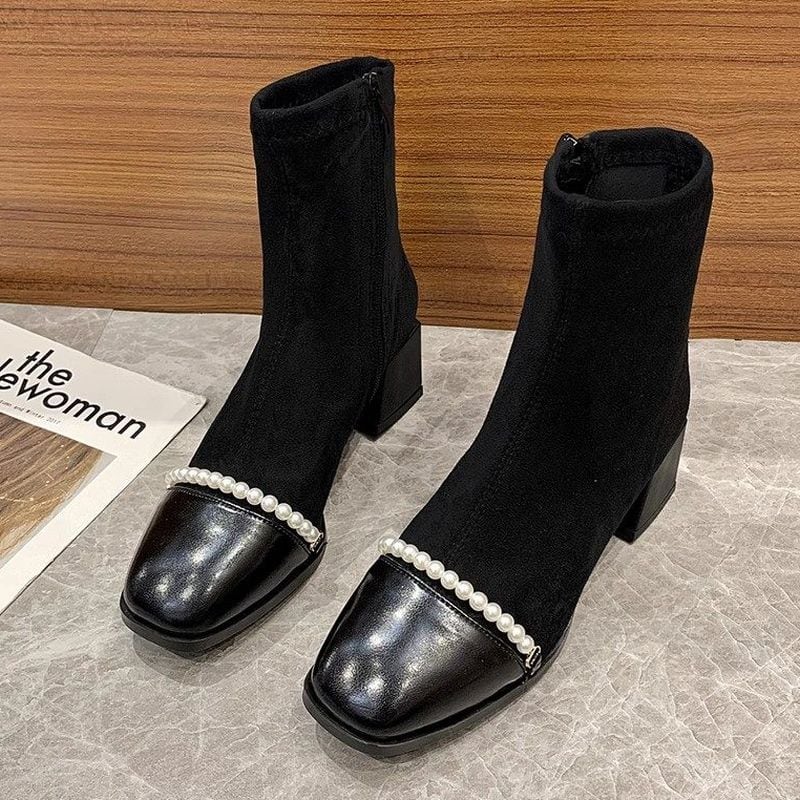 サイドジップパールラインショートブーツ L1133