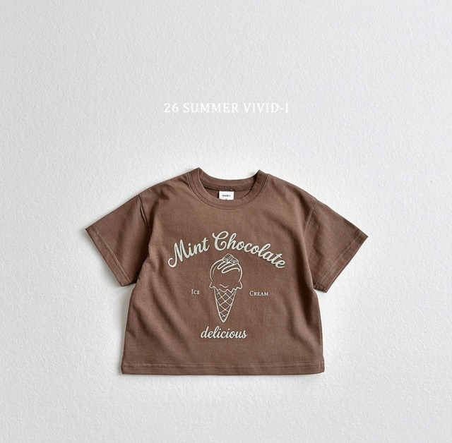 【即納】VIVID-I 26/SM  アイスクリームTシャツ　ブラウンサイズ｜夏服｜韓国子供服
