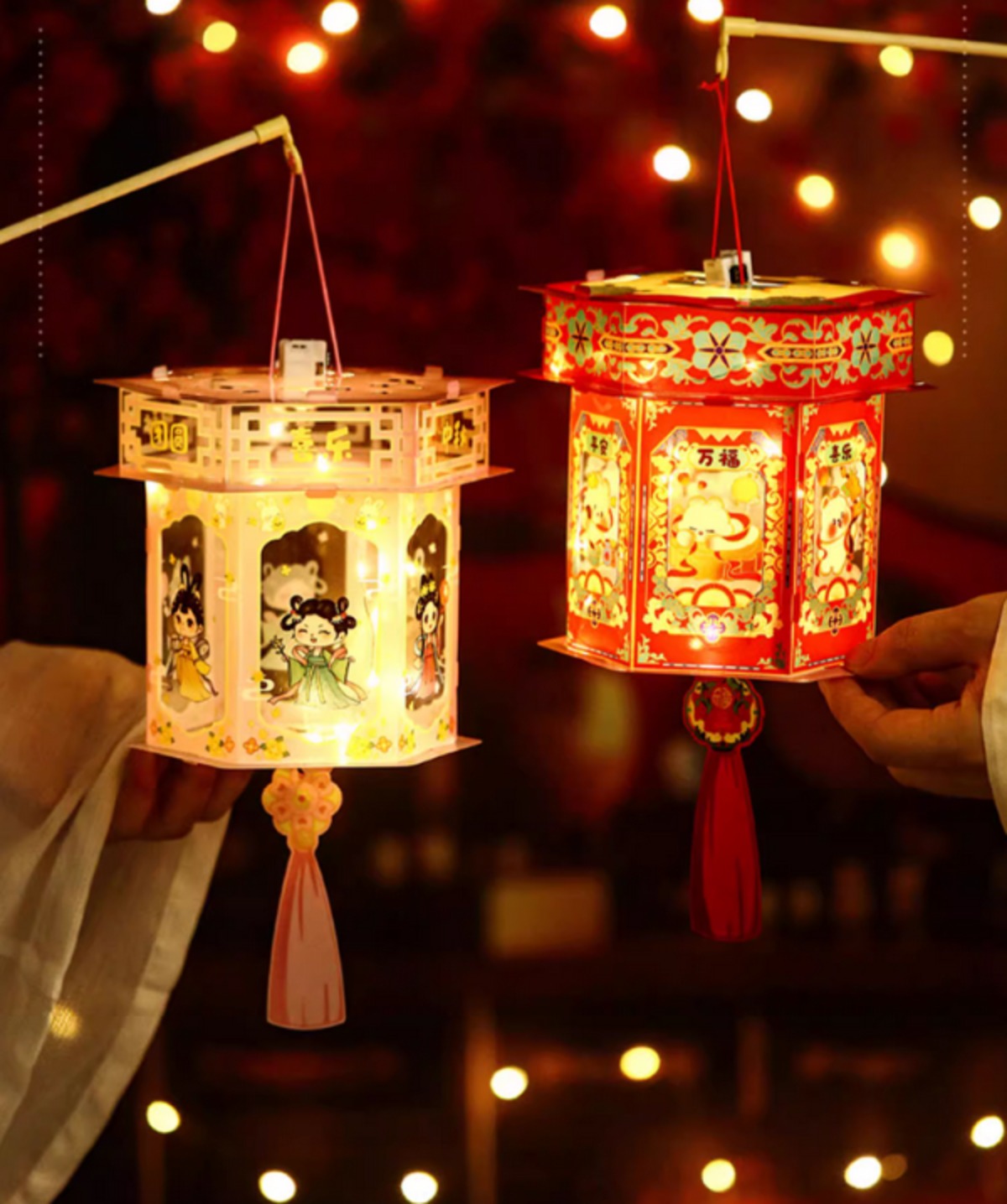 DIY提灯 可愛い六角手持ちランタン、古風中華風六角ランタン,撮影