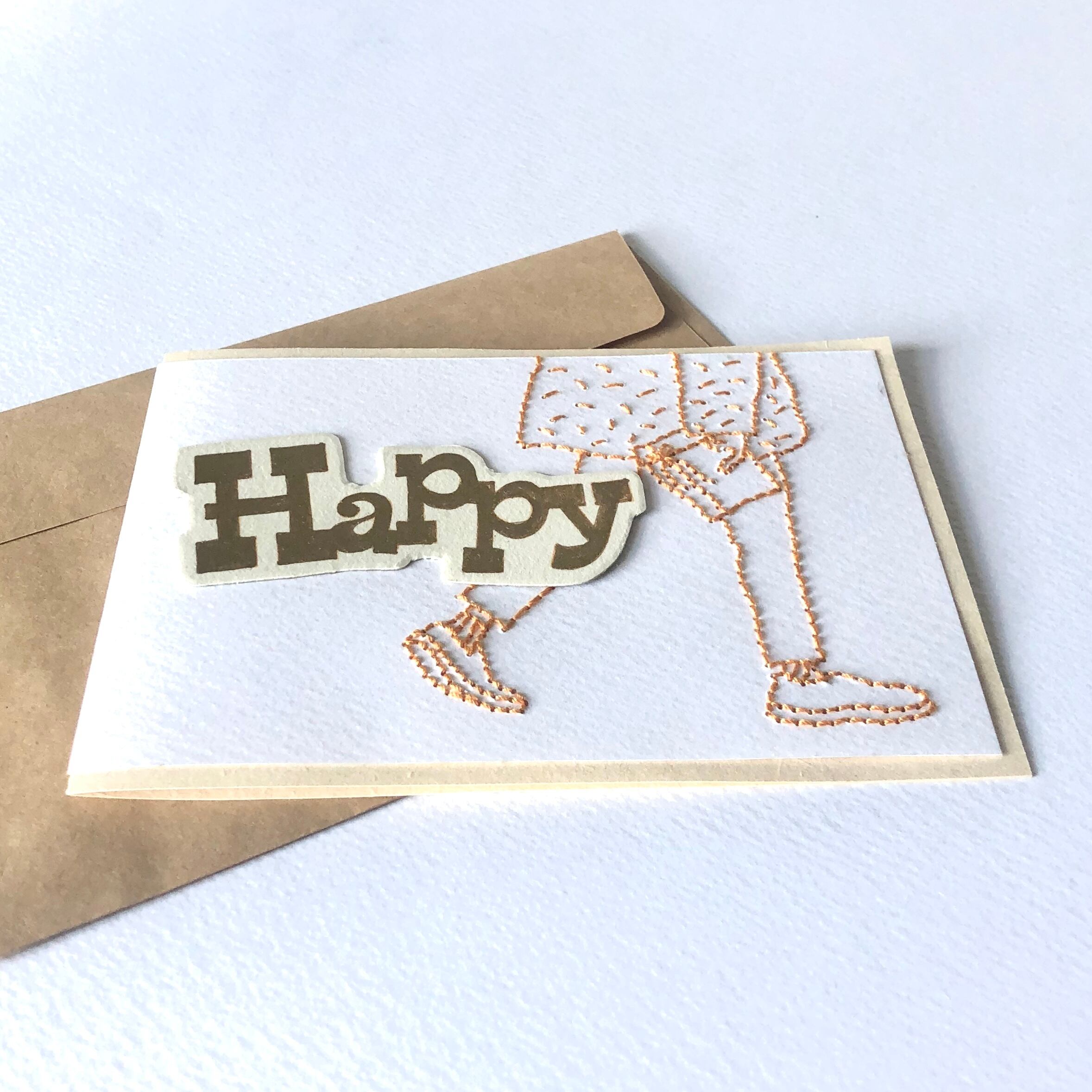 メッセージカードHAPPY（刺繍／一点物）