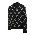 MEN JACQUARD MONOGRAM HIGH NECK CARDIGAN