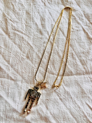 00～10s STUSSY/Robot Necklace/ロボットデザインネックレス/SSリンクロゴ/アクセサリ－/ゴールド/ステューシー