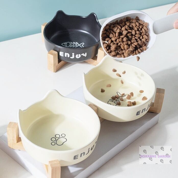 ダブル食器台】ペット用 フードボウル 陶器製 犬 猫 餌入れ 水入れ