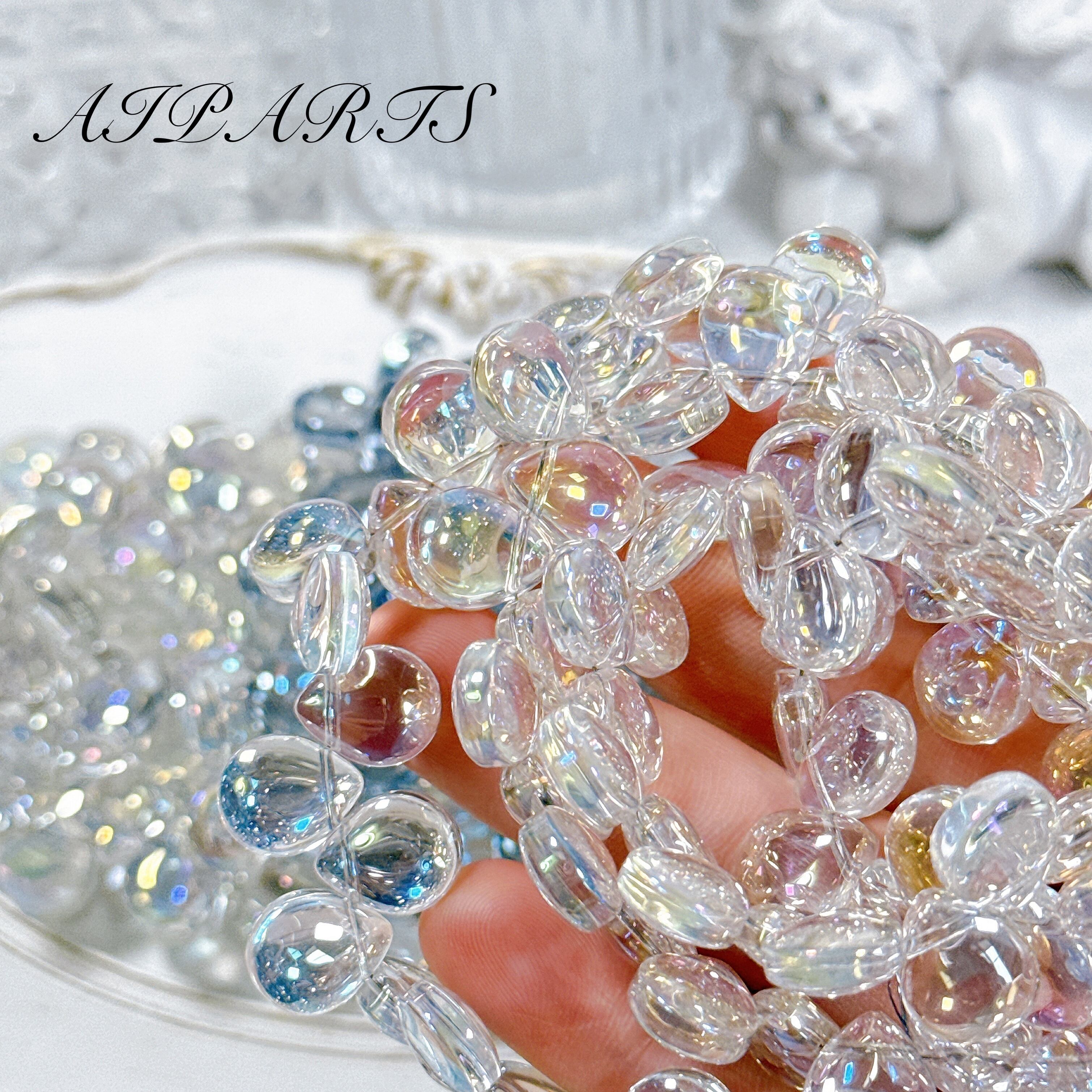 ガラスビーズ 連材 高品質 高級しずく型 雫 ティアドロップ オーロラ