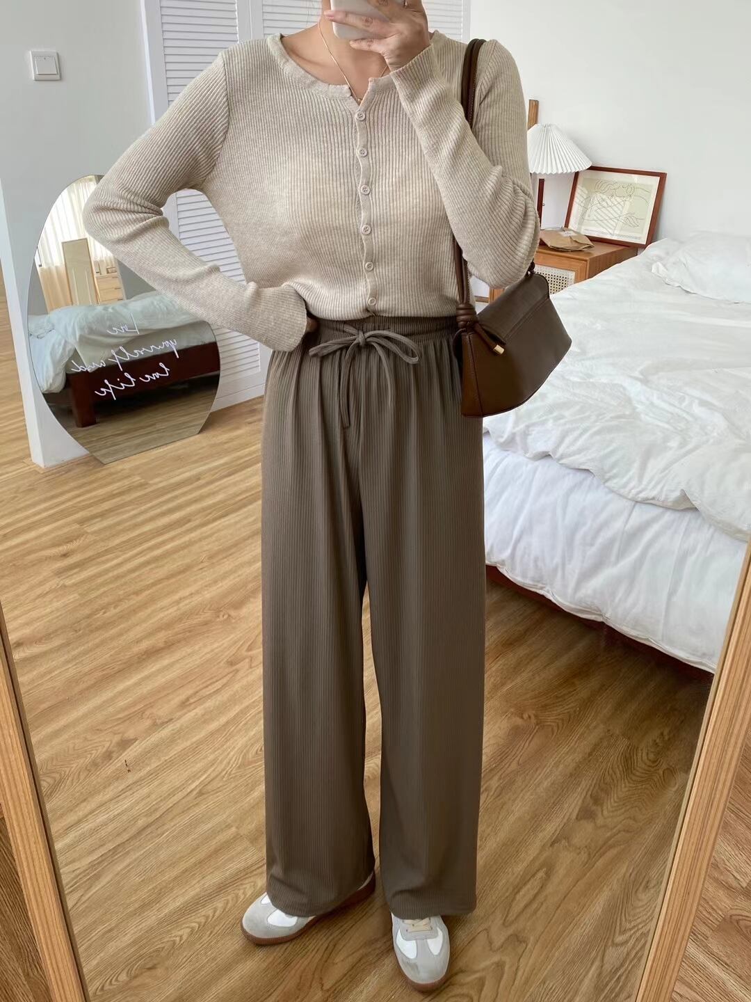 ウエストゴム　リブワイドパンツ　AJ205-614