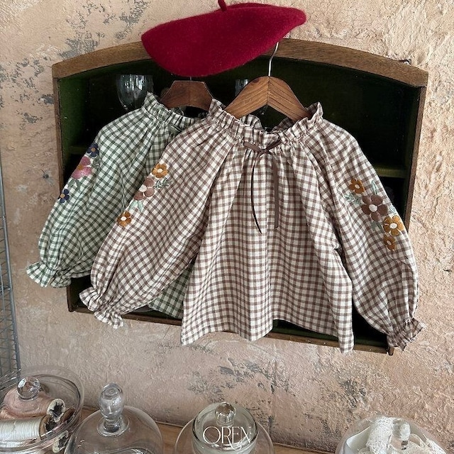 【取寄】oren|manon check blouse|マノンチェックブラウス|S-XL|baby&kids|26 autumn
