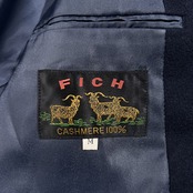カシミヤ100% FICH カシミア ウール ダブル テーラードジャケット ブレザー サイズ M /ネイビー/メンズ