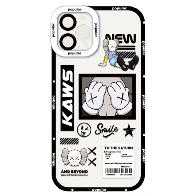 カウズ iPhone SE2 SE3 用 ケース おしゃれ iphone 7 8 用 TPU 保護カバー 人気 スマホケース キャラクター バンパー レンズ保護 ワイヤレス充電対応 アイフォン7/8/SE2/SE3 用 A