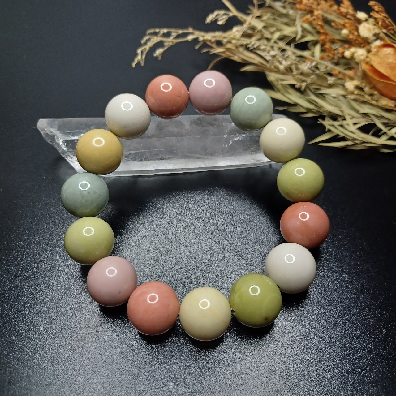 愛らしい天然無着色・1点限り】塩源瑪瑙(マルチカラー)＊約13mm 