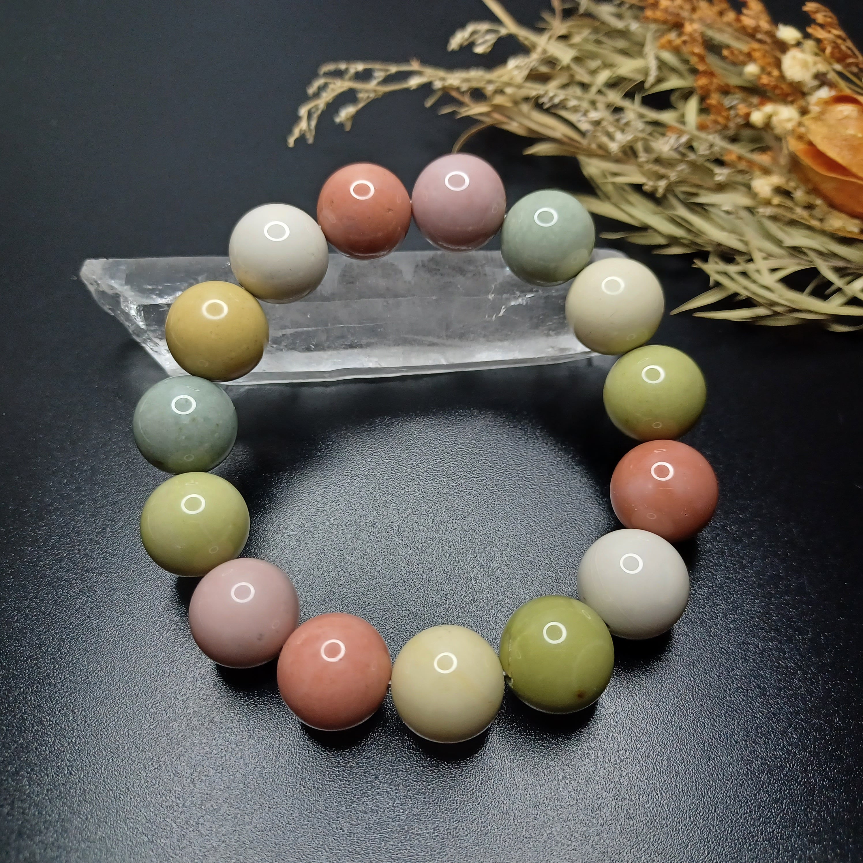 愛らしい天然無着色・1点限り】塩源瑪瑙(マルチカラー)＊約13mm 