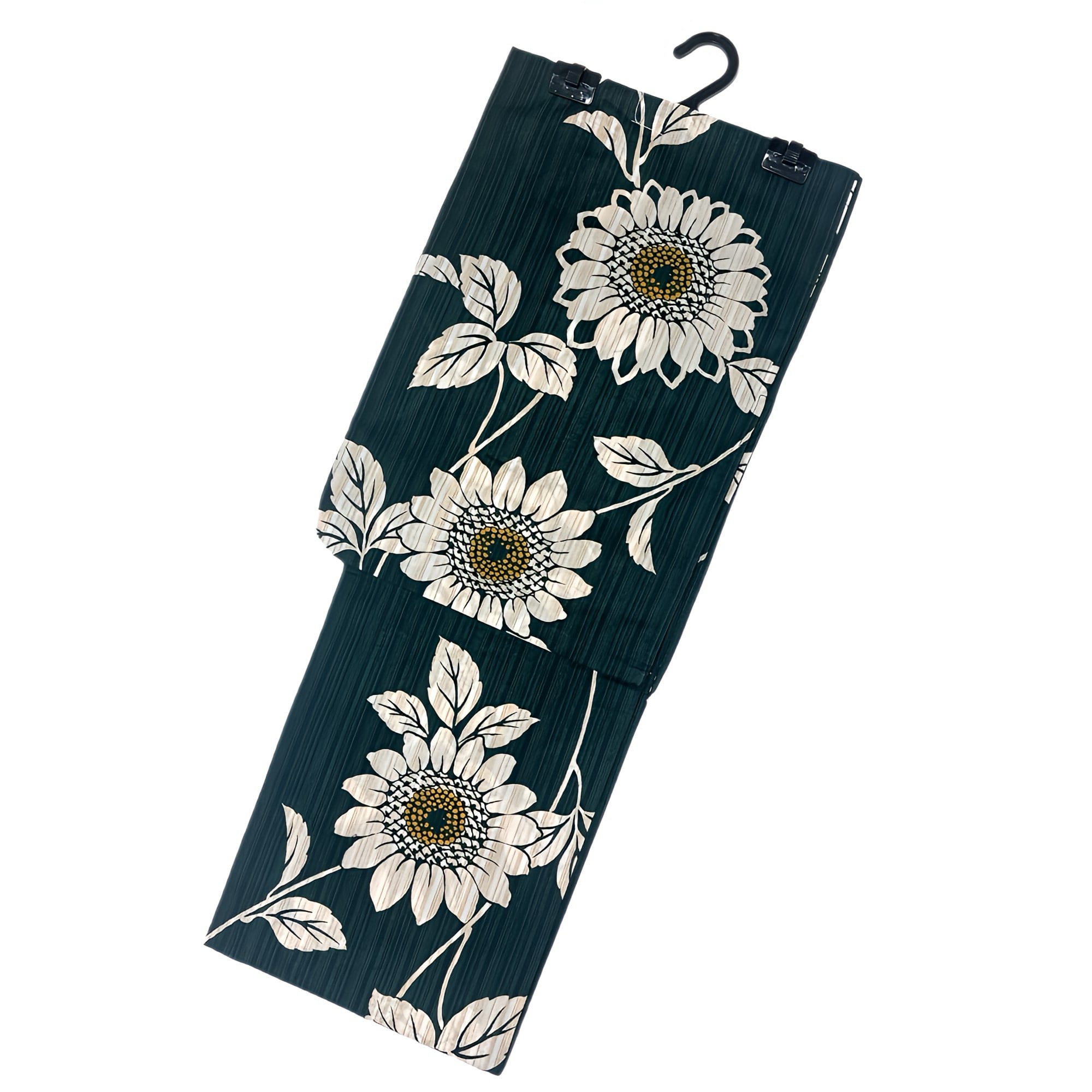 下駄無し 浴衣ジェンヌ 新作 浴衣3点セット 深緑 濃緑 縞 向日葵 ゆかた 浴衣ジェンヌ 浴衣5点セット 向日葵 綿 ゆかた 半幅帯 浴衣 濃緑