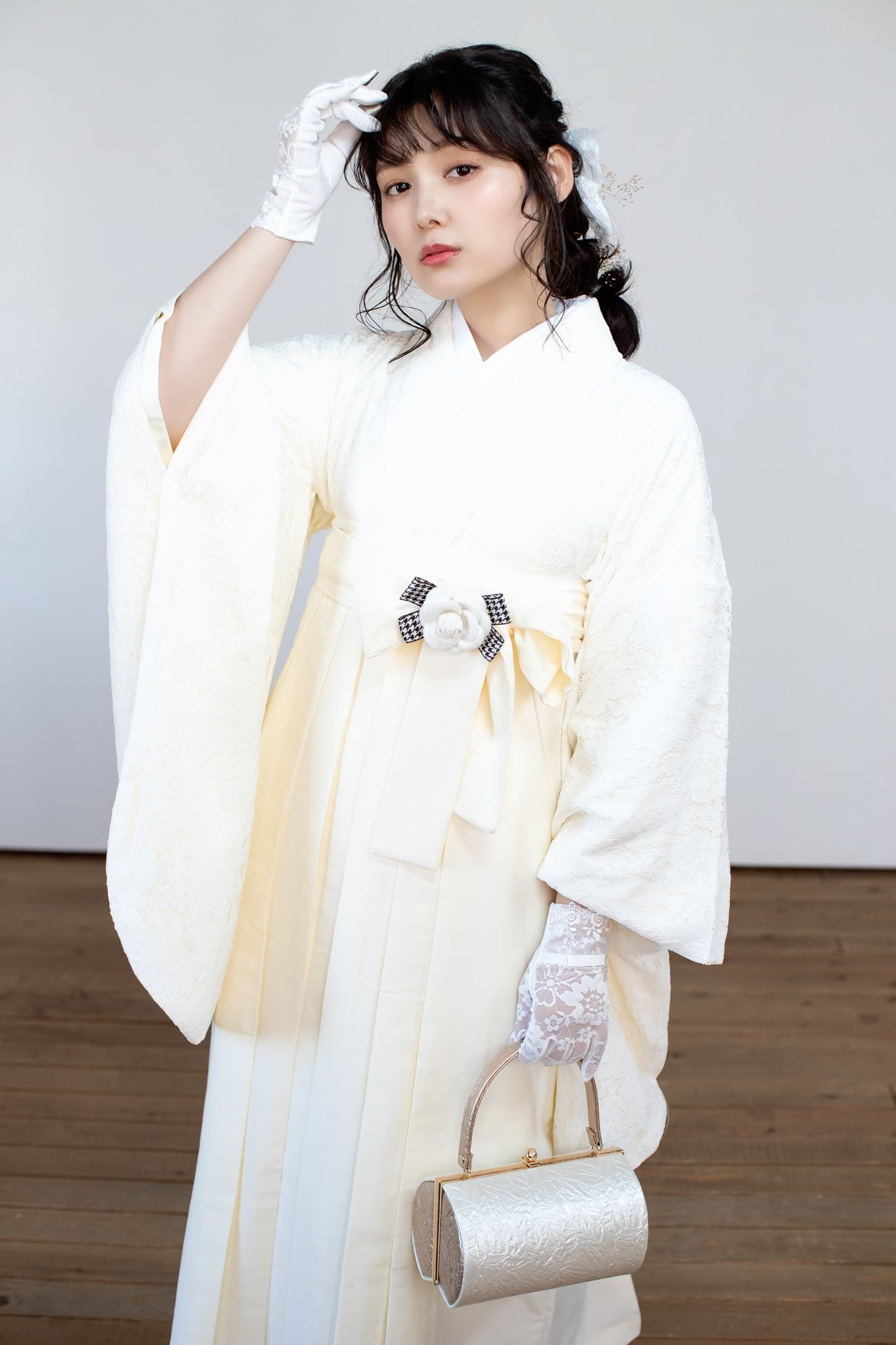 Kimono Sienne 卒業式袴 3点セット レース二尺袖 袴 卒業式 白レース ...