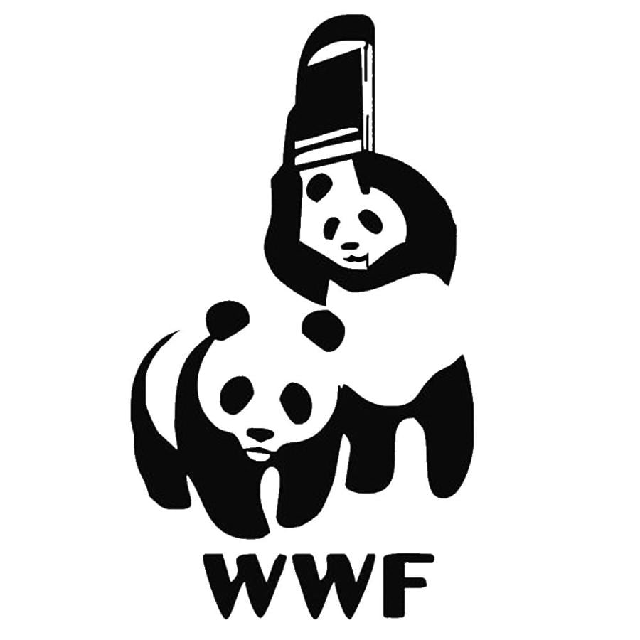 車 ステッカー WWF パンダ ジョーク 爆笑 プロレス 給油口 おもしろ