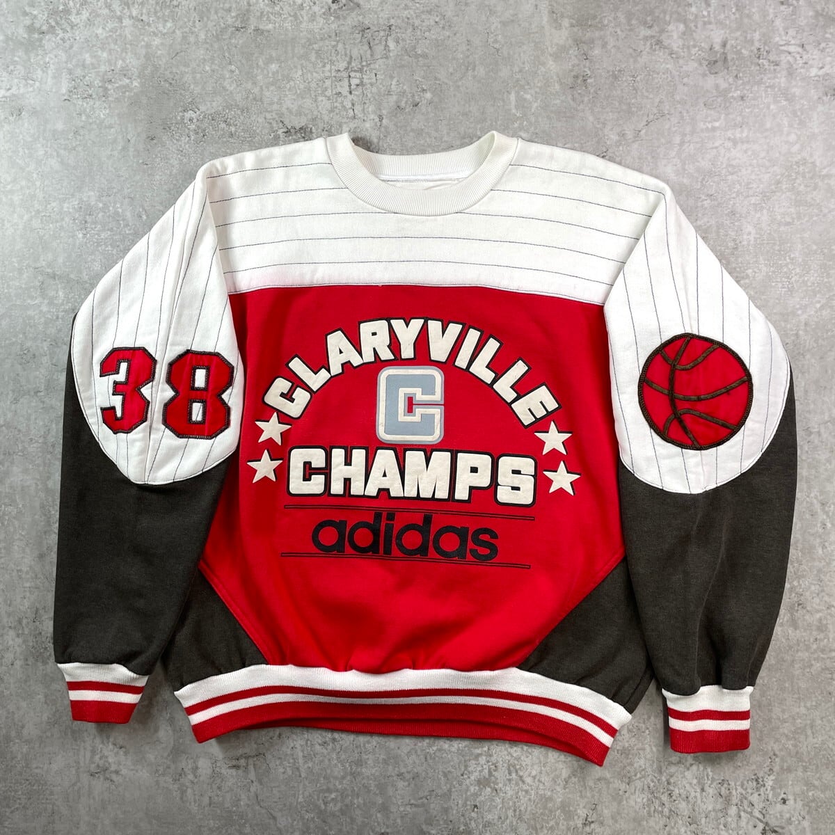 80年代 adidas アディダス CLAYVILLE CHAMPS 発砲プリント スウェット