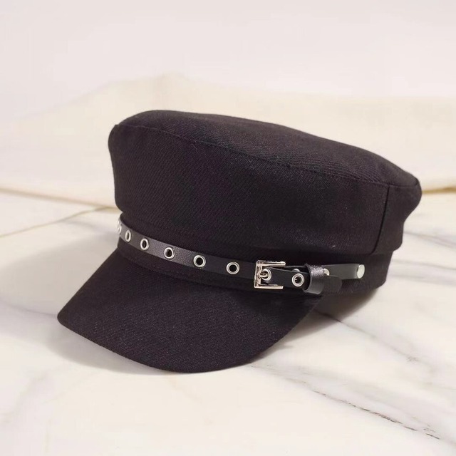 サブカル系 レザーバックル キャスケット ワークキャップ