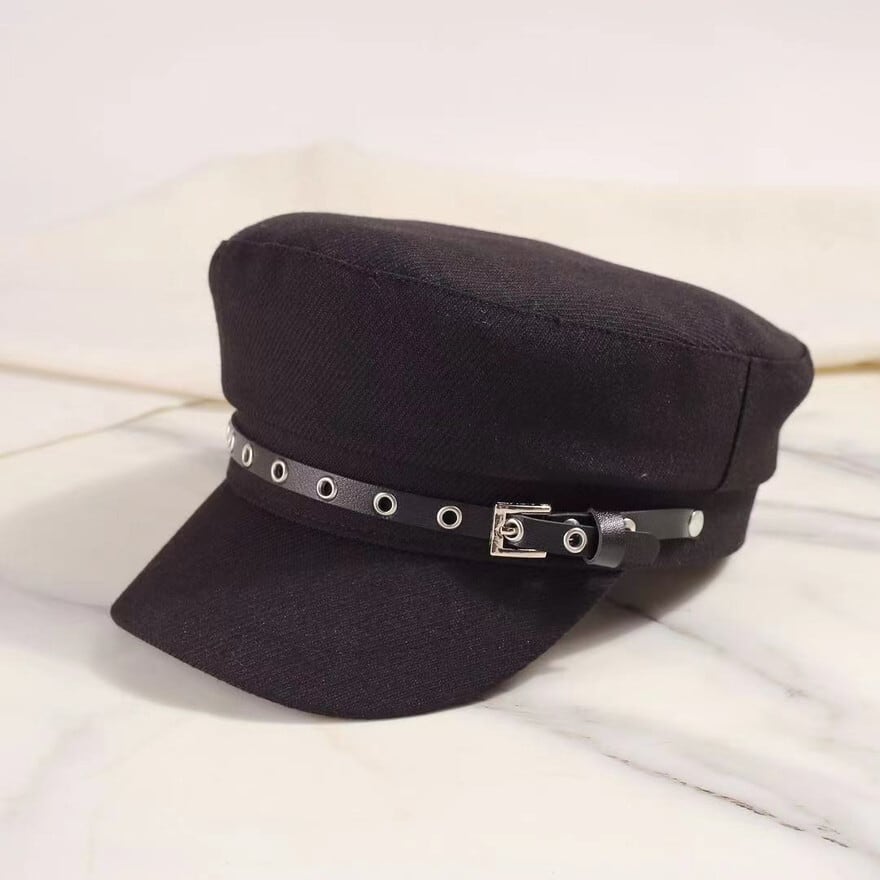 サブカル系 レザーバックル キャスケット ワークキャップ