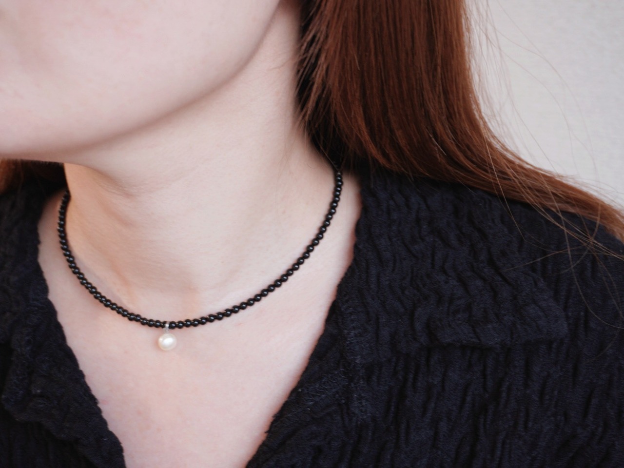 【 WAVE 】onyx × PURE point necklace