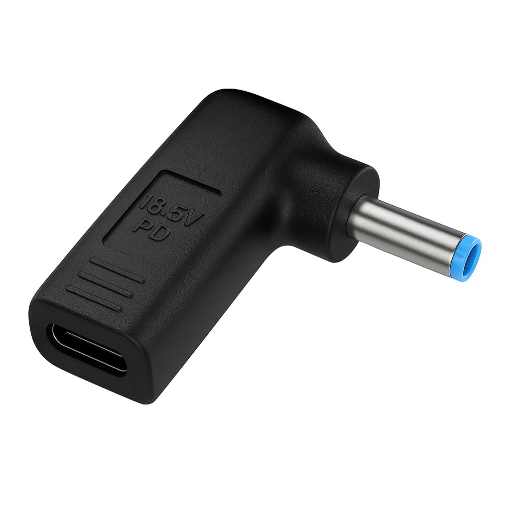 fine‑R USB-C→DC 4.5×3.0mm HP専用変換アダプター PD充電対応 ノートPC用 L字型 オス‑メス 日本検品済 PL保険加入済(P4530HP)