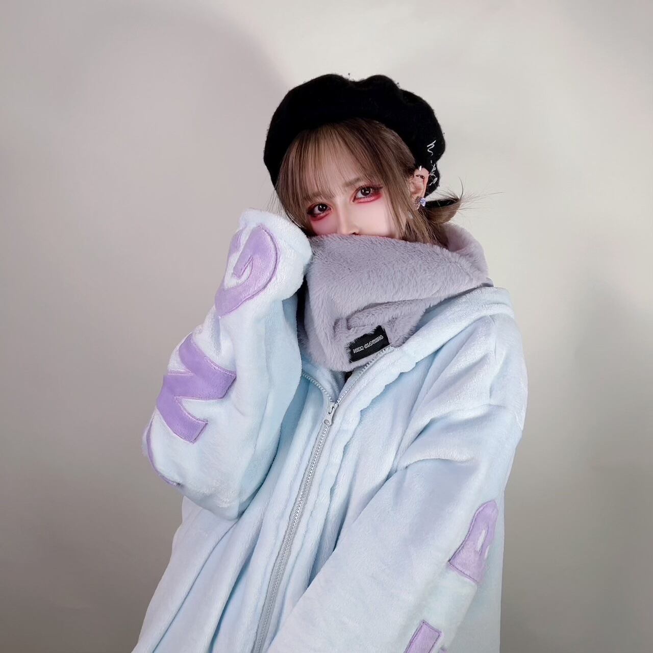 NieR ツノ付き超ふわもこPASTEL ZIP OUTER《ぐれまる》