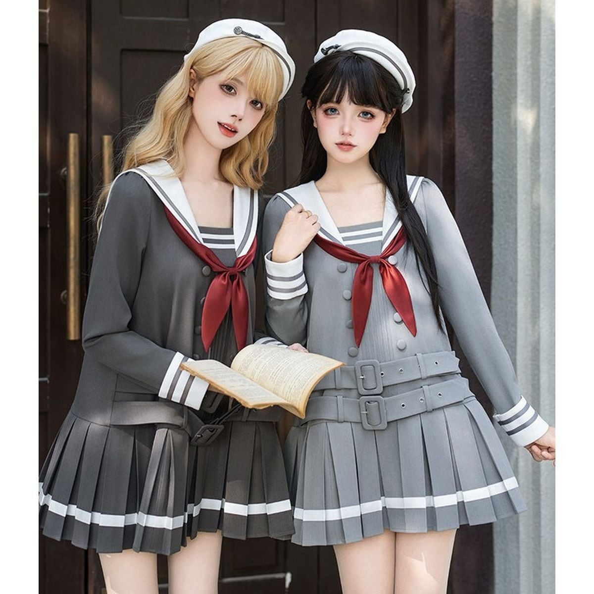 ダブルベルトグレーセーラー服セットアップ | Maiden's Rêve
