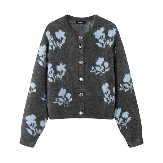 Floral short knit cardigan  00236