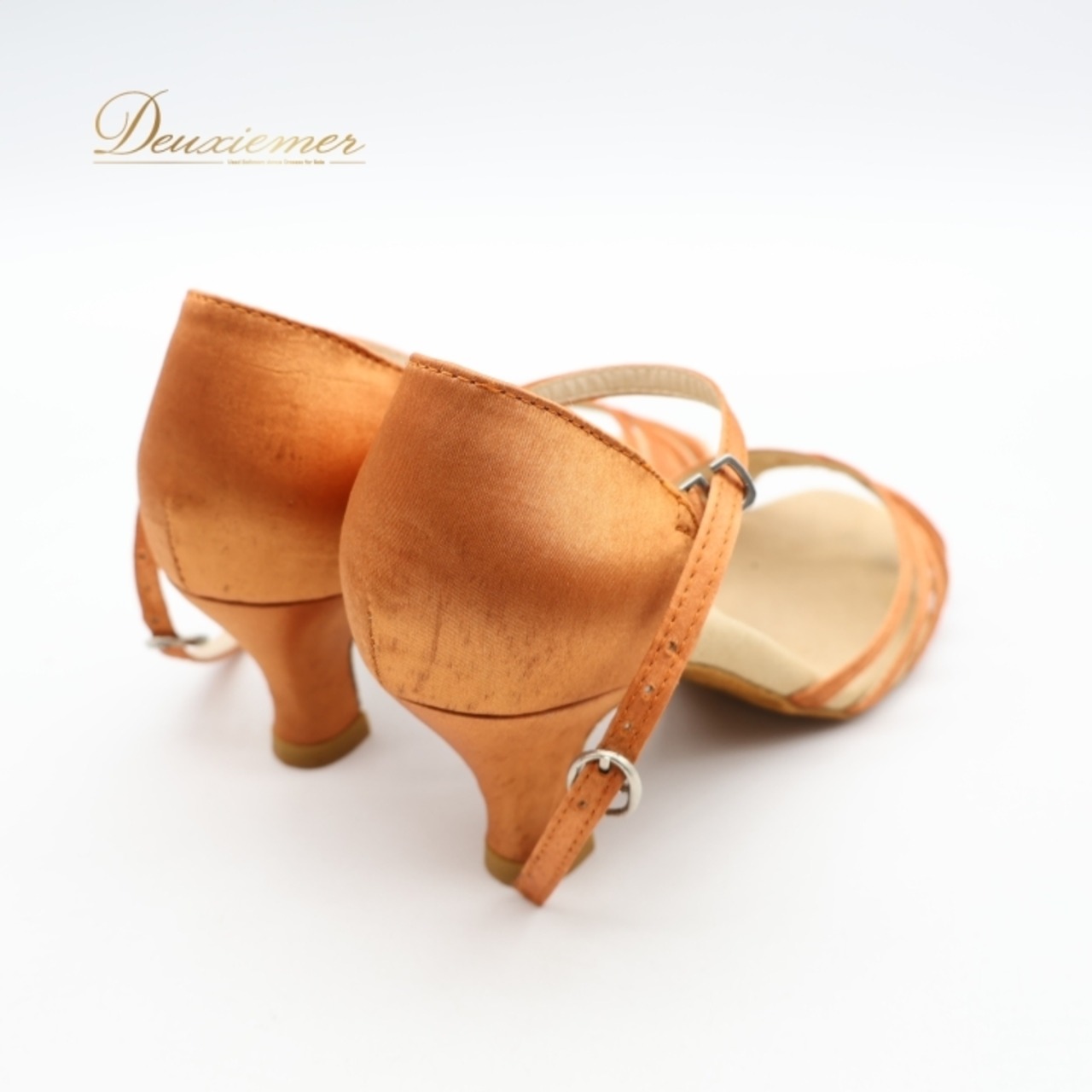 社交ダンス 衣装 ラテン シューズ uk2.5 35サイズ ブラウン系 靴 くつ 茶 光沢 レディース 明るい ダンスシューズ ストラップ ヒール シンプル かわいい 上品 ステージ イベント レッスン 練習 パーティー