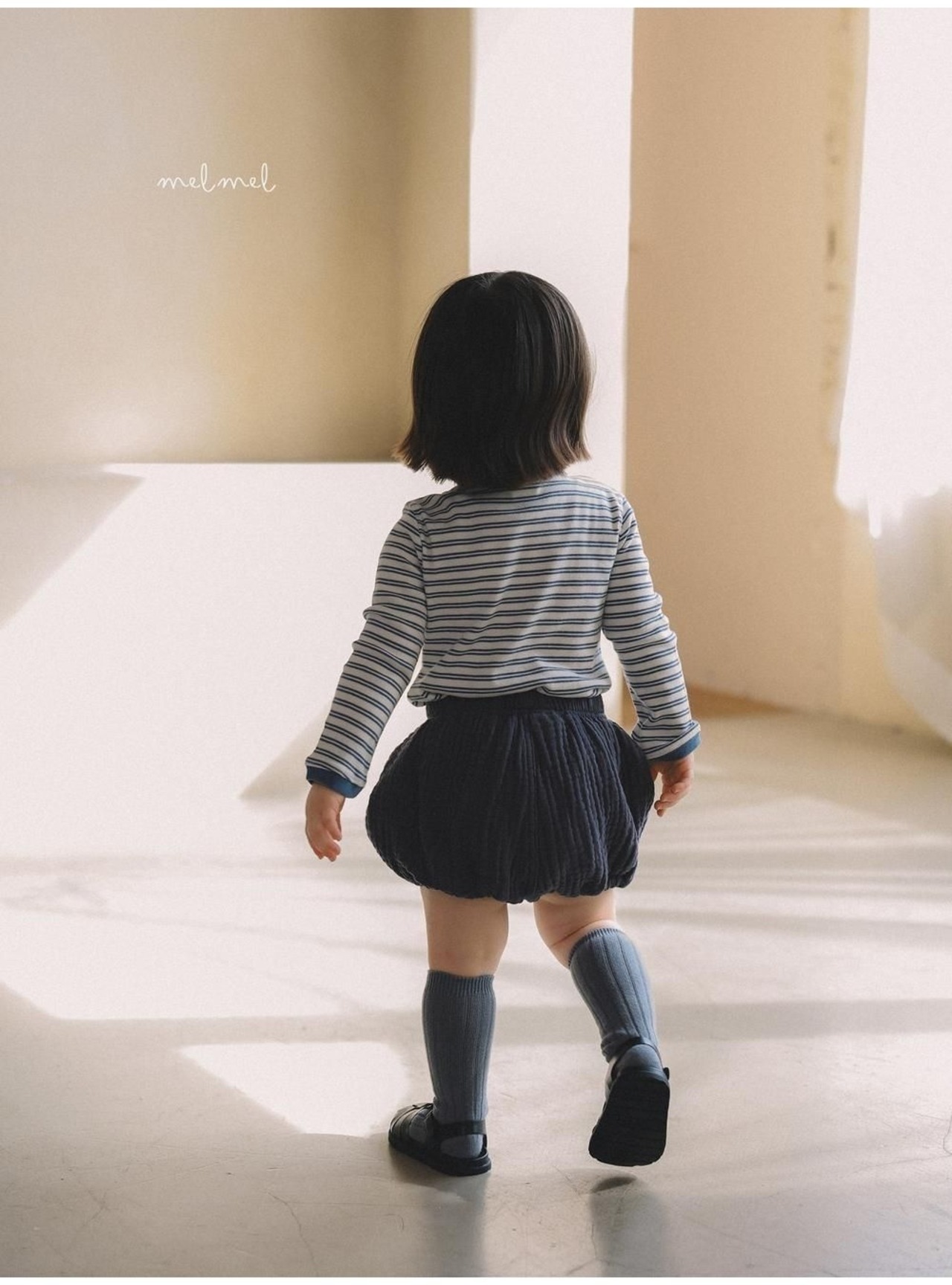 韓国子供服 / 26winter / MELMEL / 配色ストライプT / キッズ / 冬服 *XXS~XL*