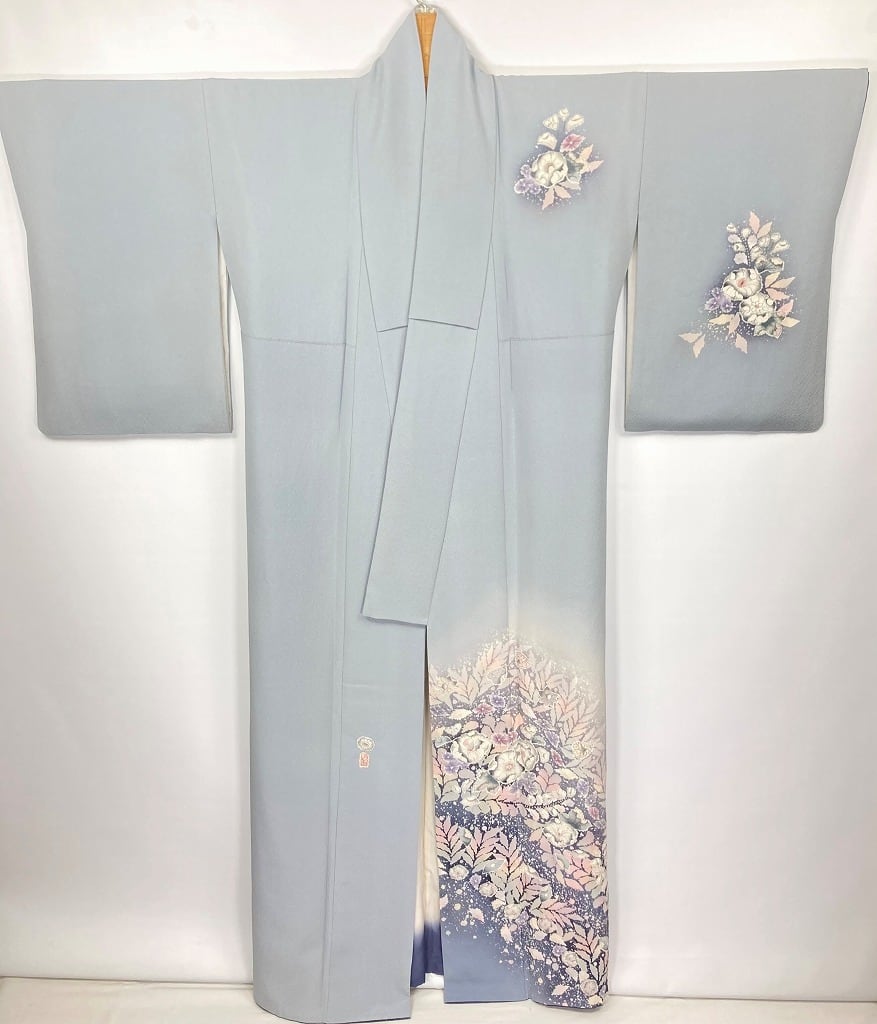 翠山工房 辻が花 絞り やまと誂製 訪問着 正絹 水色 紫 1087 | kimono ...