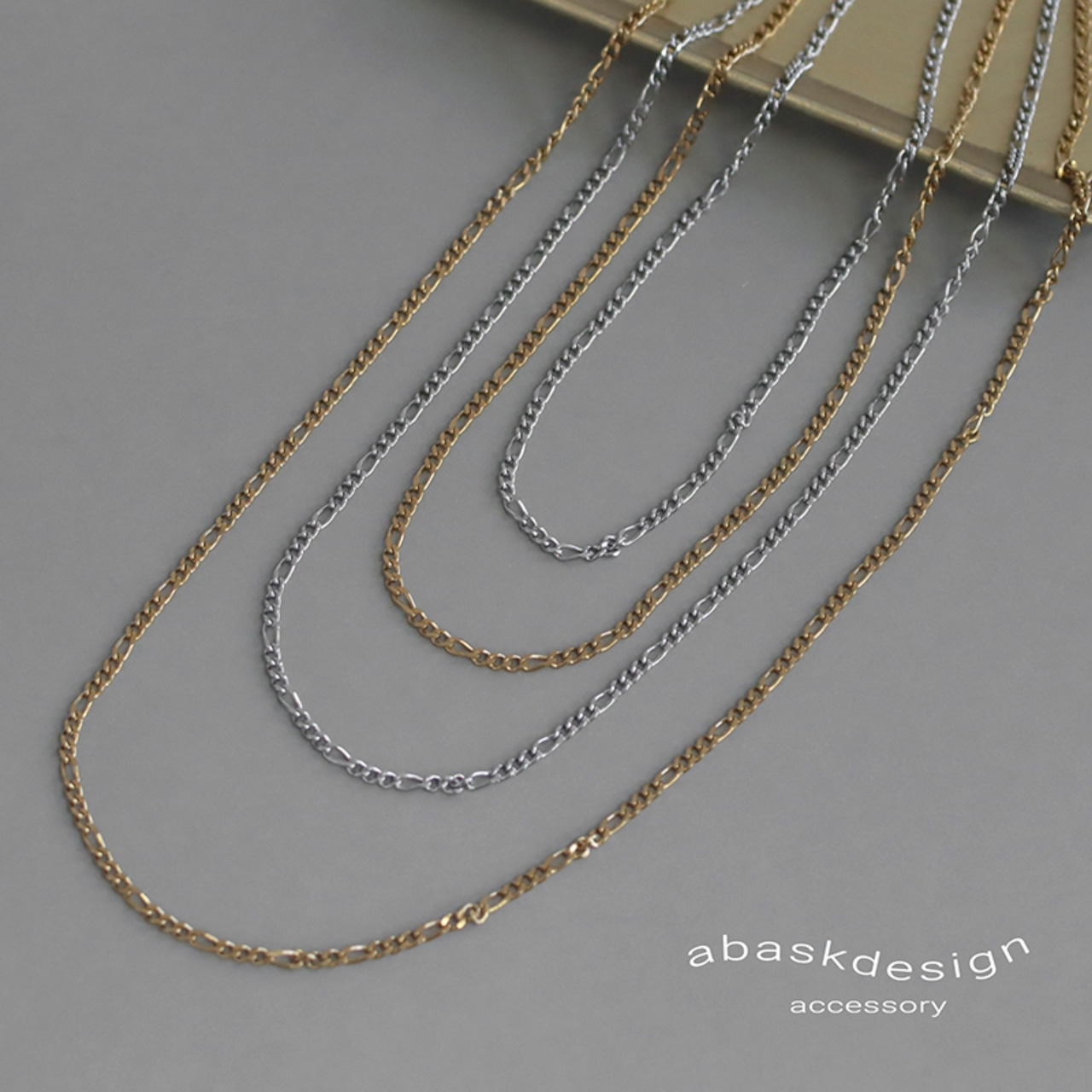 【ネコポス便】金属アレルギー対応の選べる長さとカラー！フィガロチェーンネックレス 2407