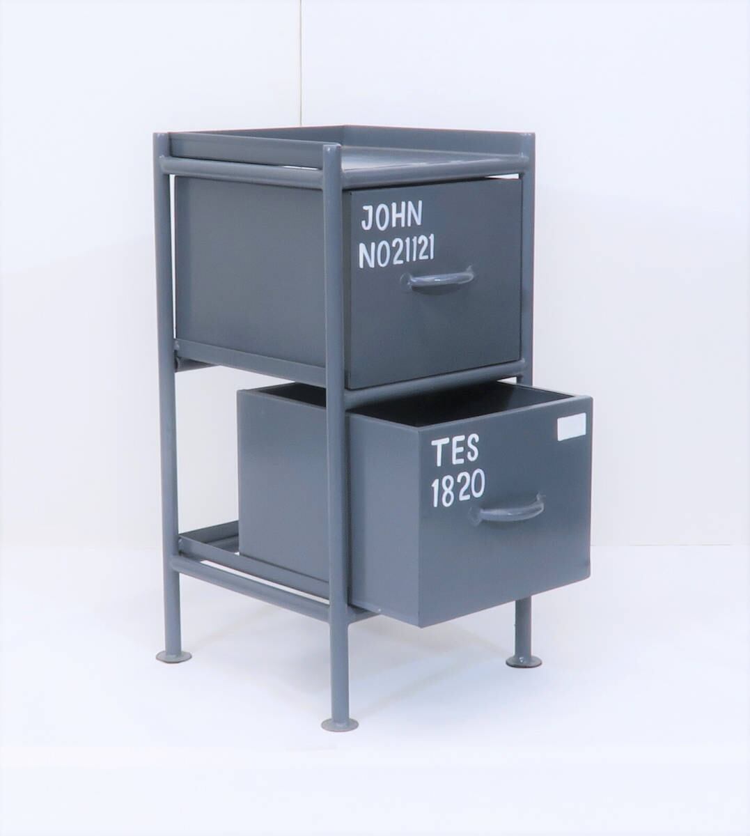 VERTICAL 2 DRAWERS CHEST - GRAY / 縦型 アイアンチェスト 2杯 グレー 