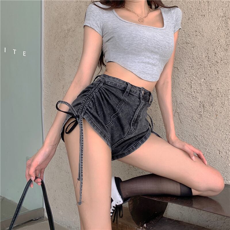 パンツ サマーハイウェストウェストギャザーショーツ 夏物 ブルマー ドラファッションホール79562614215