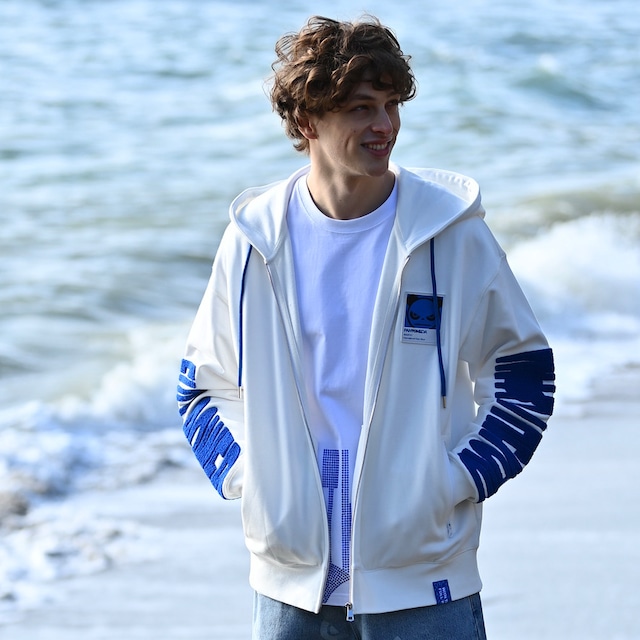 送料無料 【HIPANDA ハイパンダ】メンズ ジップアップ フーディー スウェット MEN'S ZIP-UP HOODIE SWEAT SHIRT / WHITE・BLUE