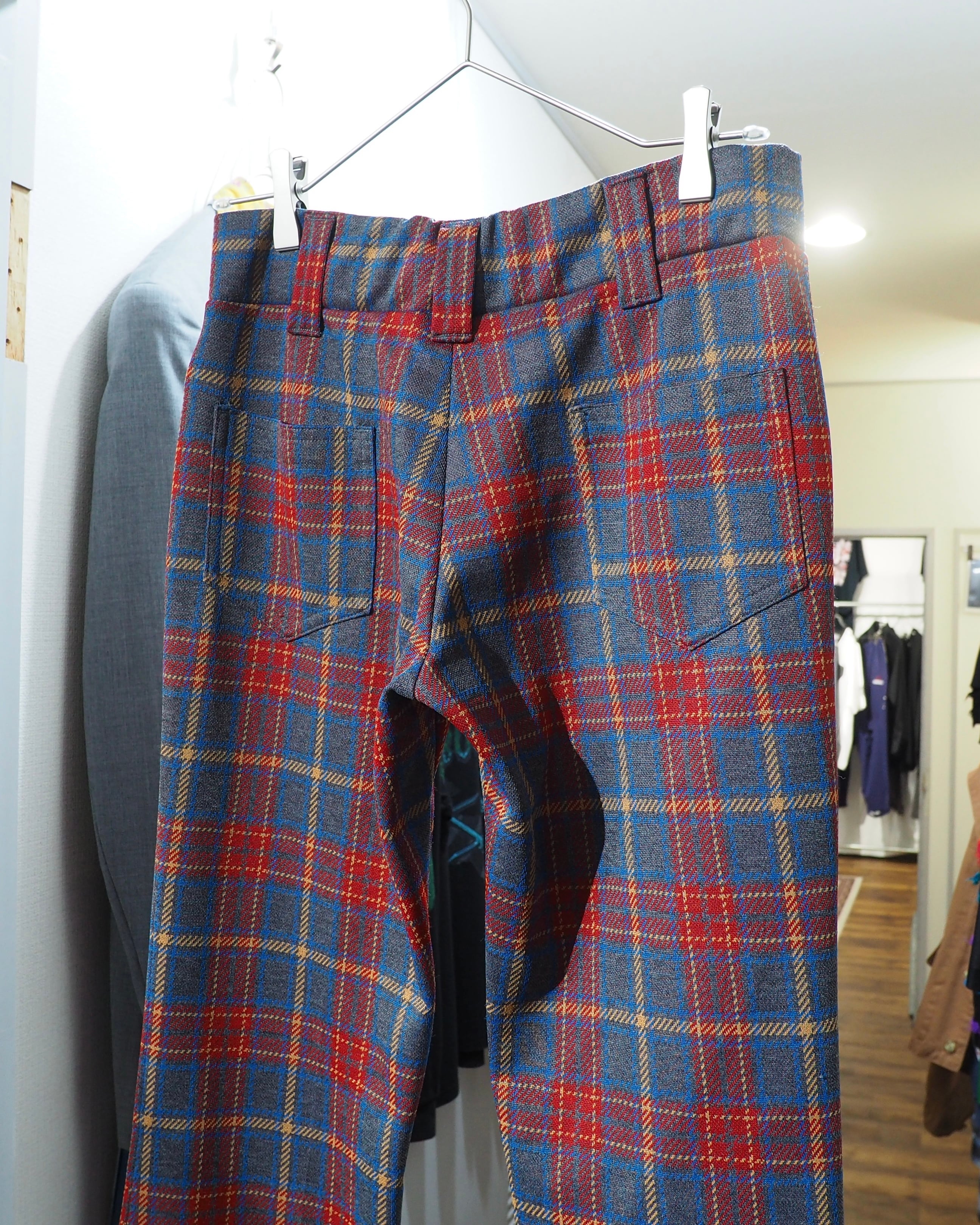 1970s ” H BAR C ” Beautiful Tartan check pattern vintage Flare pants