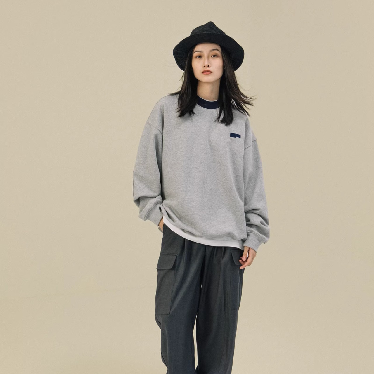 ヴィンテージライク 配色ロゴ クルーネックスウェット   F0036 - 3