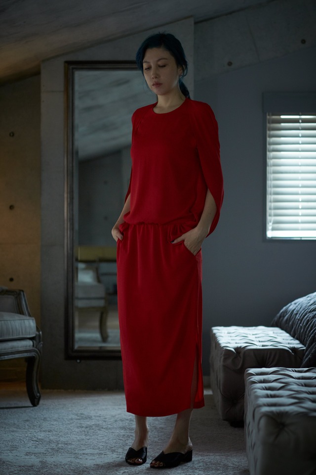 CAPE DRESS - RED