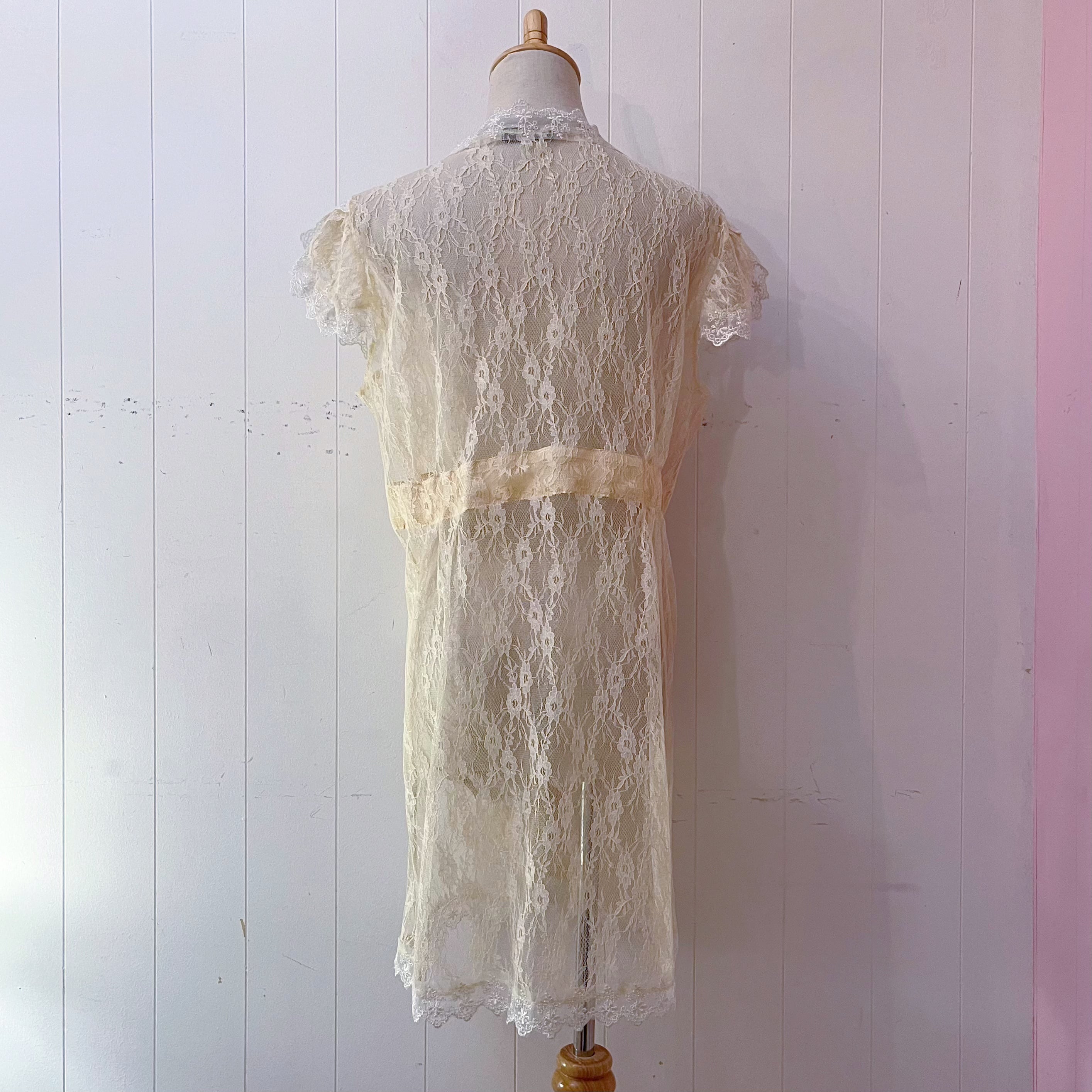 yellow lace frill blouse