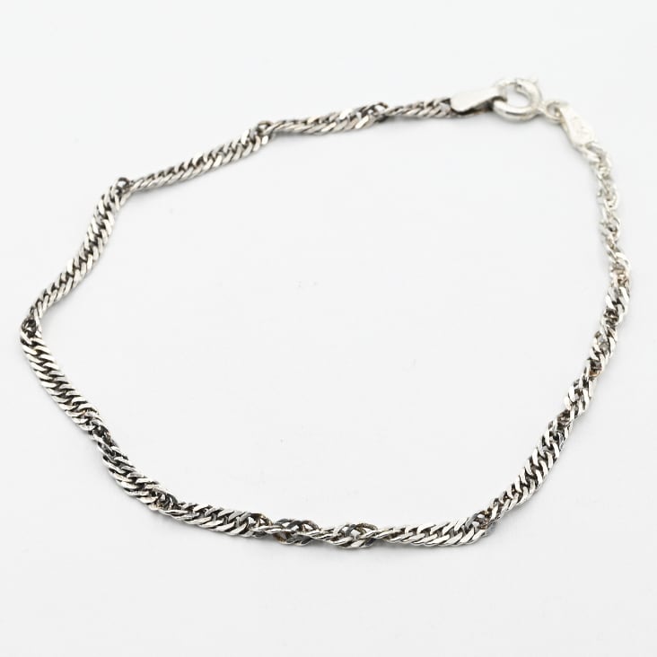 Byzantine Twist Motif Micro Chain Link Bracelet / Italy