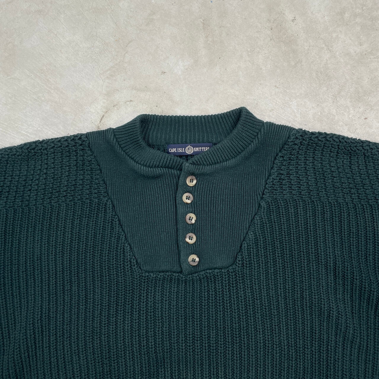 90年代 CAPE ISLE KNITTERS コットンニットセーター ヘンリーネック 