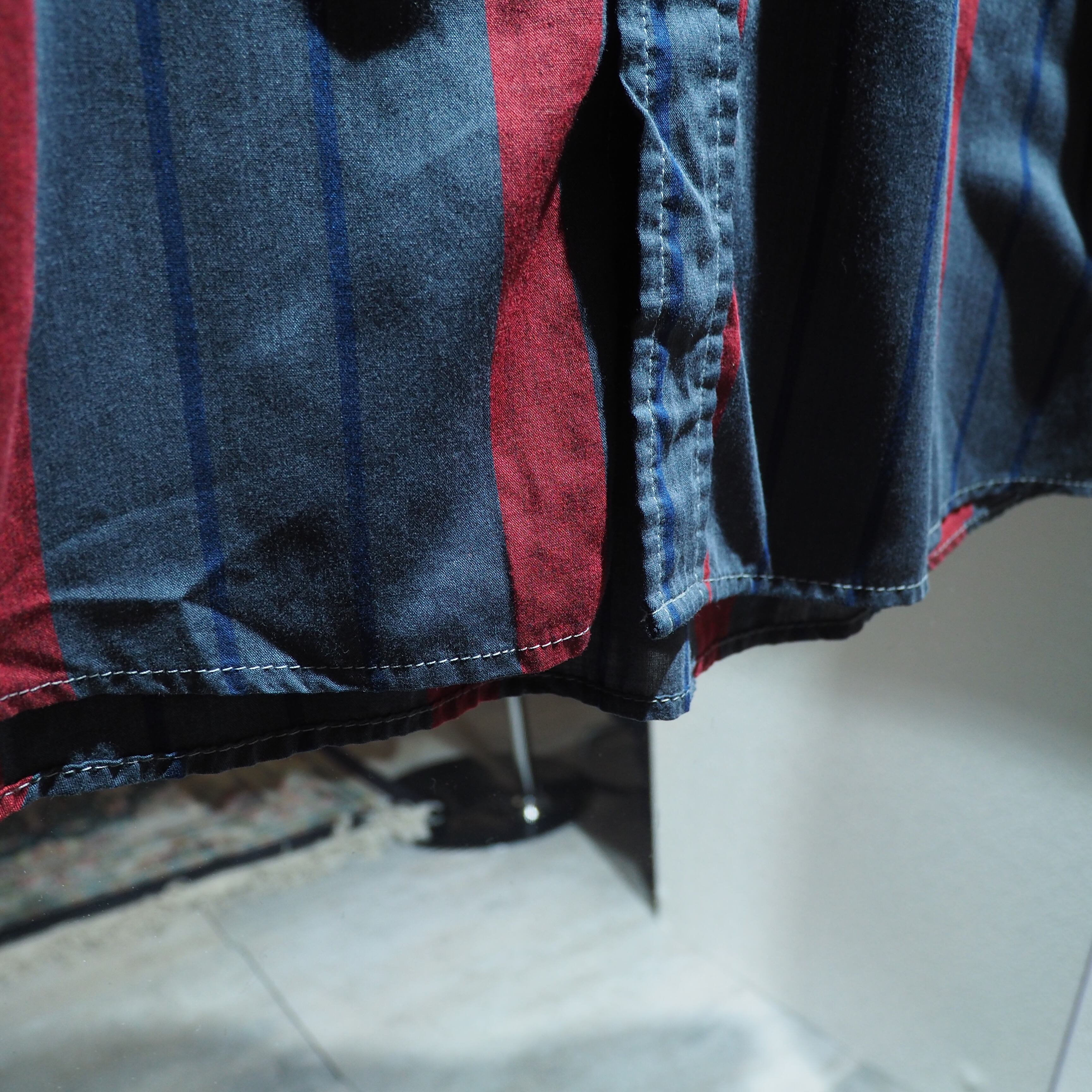 1980s Dark stripe pattern vintage loose western shirt