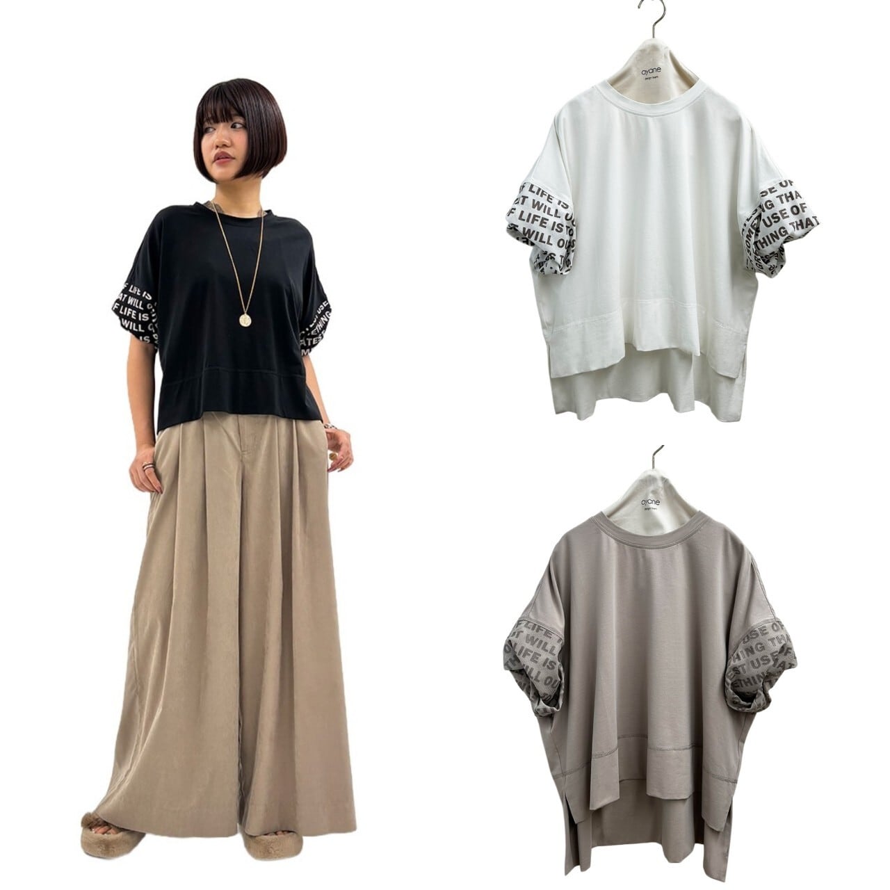 SALE【ayane】ツイストスリーブTシャツ 826515 アヤン | red earth