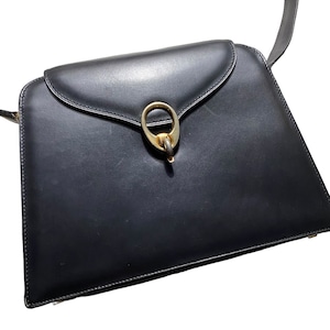 vintage CELINE black leather shoulder bag