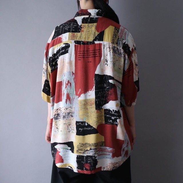 good color abstract painting pattern over silhouette h/s shirt