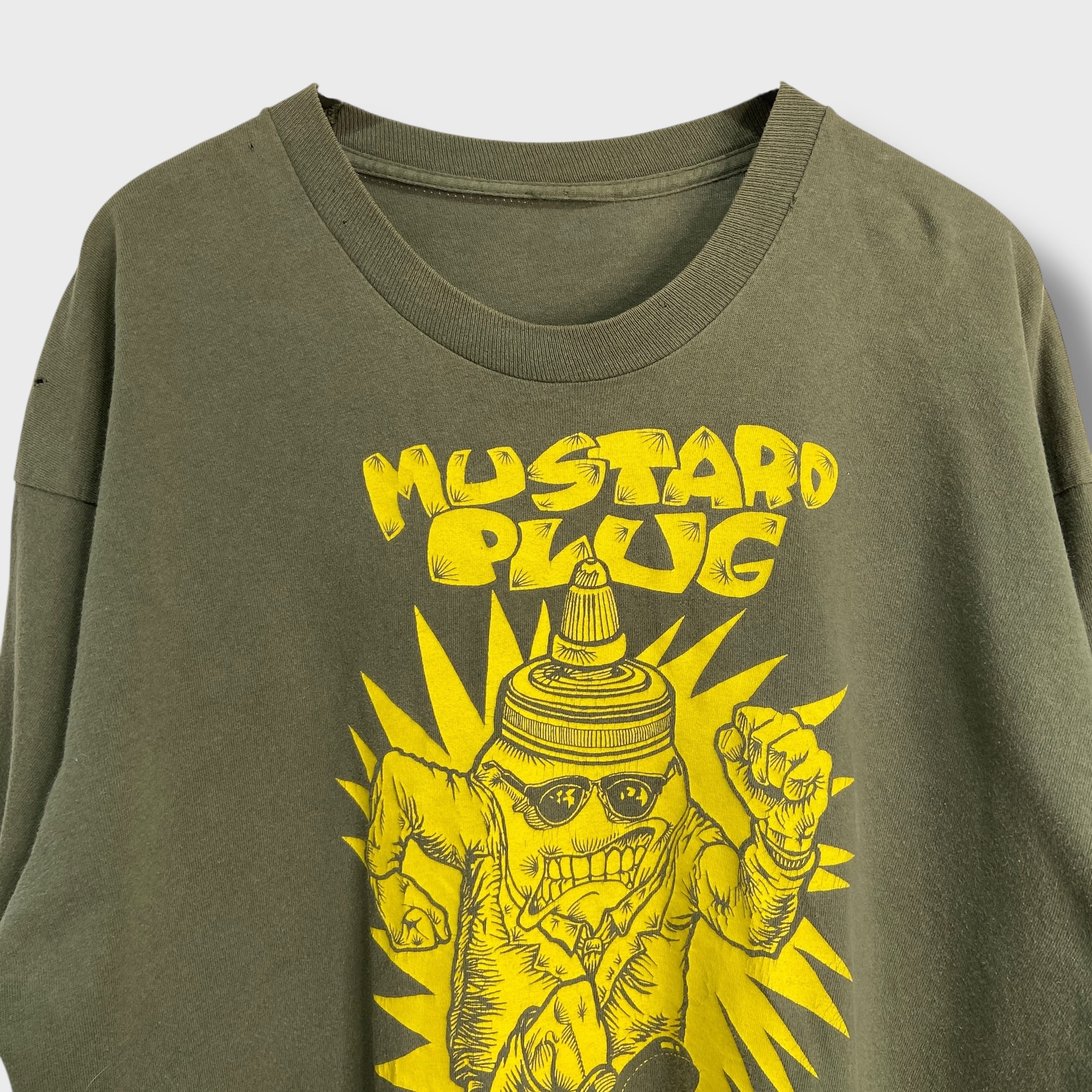 90s マスタードプラグ バンドTシャツ バンT スカパンク カーキ XL相当