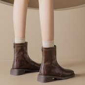 バックジップ ローヒールショートブーツ H0043