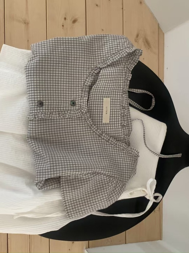 (即納) LITER / Soda check blouse 1color