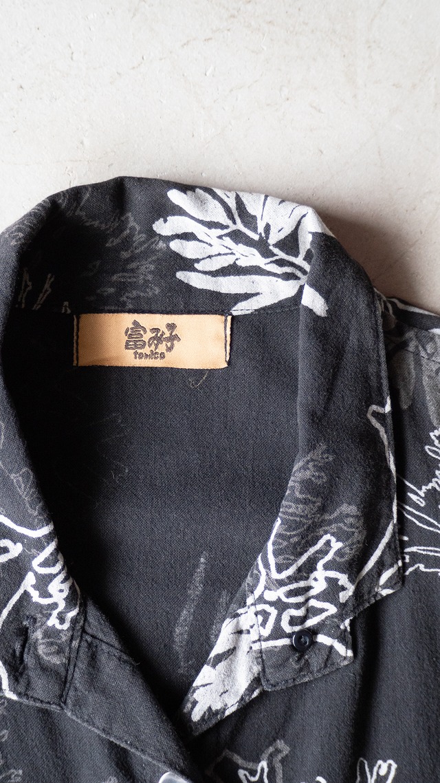 "富み子" 1990s Marine botanical print shirt
