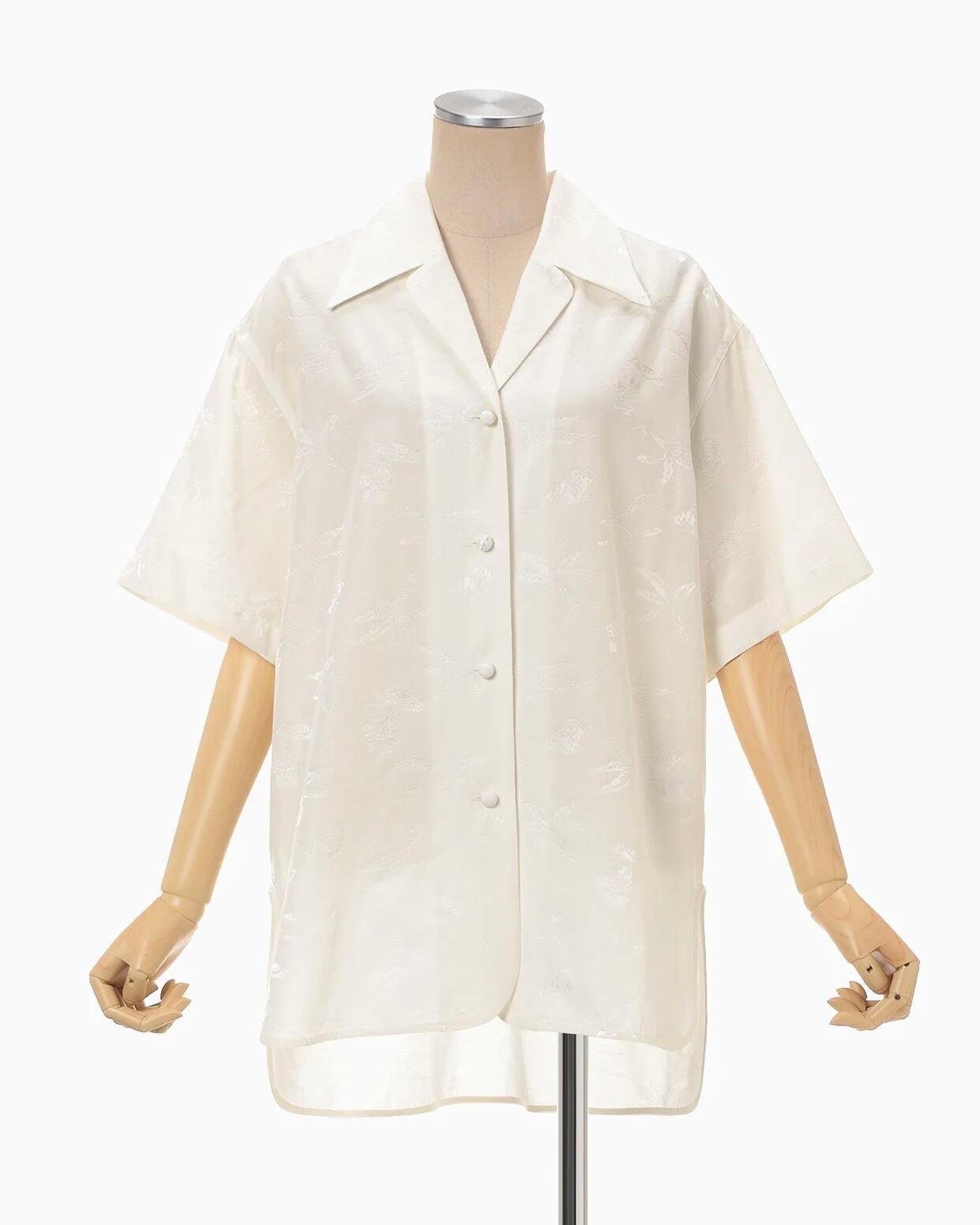mame☆Karako Jacquard Open Collar Shirt Mame Kurogouchi】Karako Jacquard Open Collar Shirt /ecru | TOLMA.