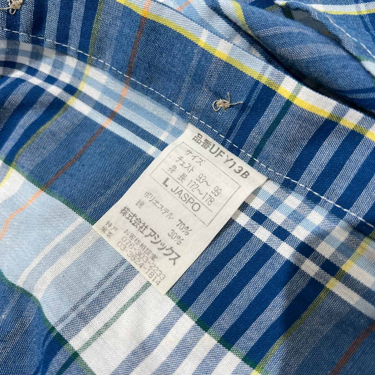 TARAS BOULBA タラスブルバ チェック柄 両胸ポケット 長袖シャツ L /ブルー水色系/メンズ/アウトドア/アシックス/日本製/薄手